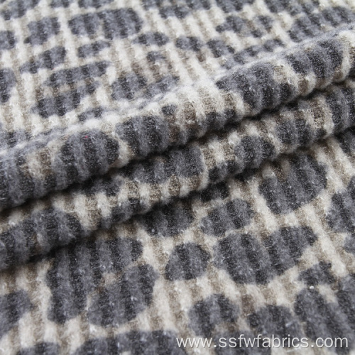 Leopard Print Brushed Waffle Knit Fabric